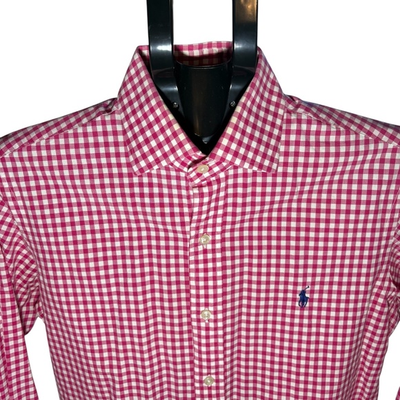 Polo Ralph Lauren Custom Fit Pink Plaid Button Up Shirt Mens Size 15  32/33 - Picture 4 of 6